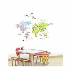 Sada nástenných samolepiek Ambiance World Map for Children