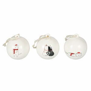 Súprava 3 porcelánových vianočných ozdôb Villa d'Este Xmas Cat