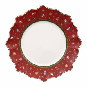 Červený porcelánový tanier s vianočným motívom Villeroy & Boch, ø 28 cm