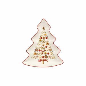 Červeno-biela porcelánová servírovacia miska v tvare vianočného stromčeka Villeroy & Boch Tree