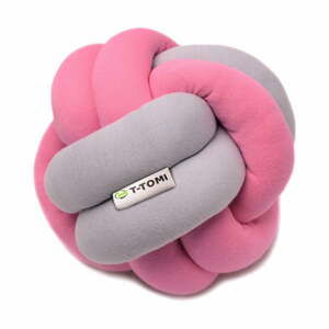 Ružovo-sivá bavlnená pletená lopta T-TOMI, ø 20 cm