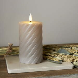 Sivá vosková LED sviečka Star Trading Flamme Swirl, výška 15 cm