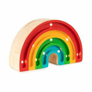 Farebná stolová lampa z borovicového dreva Little Lights Rainbow, šírka 20 cm