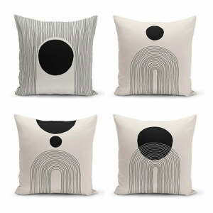 čierno-béžové obliečky na vankúše v sade 4 ks 43x43 cm - Minimalist Cushion Covers