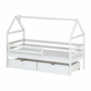 Biela domčeková detská posteľ s úložným priestorom 80x160 cm Aron - Lano Meble