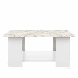 Biely konferenčný stolík s doskou v dekore mramoru 67x67 cm Square - TemaHome