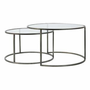 Sivé sklenené okrúhle konferenčné stolíky v súprave 2 ks ø 75 cm Duarte - Light & Living