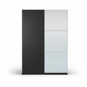 Čierna šatníková skriňa so zrkadlom as posuvnými dverami 151x215 cm Lisburn - Cosmopolitan Design