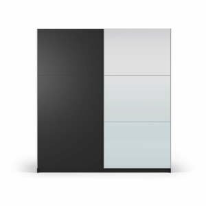 Čierna šatníková skriňa so zrkadlom as posuvnými dverami 200x215 cm Lisburn - Cosmopolitan Design