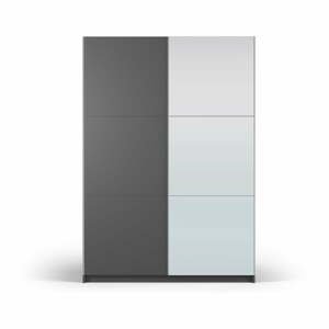 Tmavo šedá šatníková skriňa so zrkadlom as posuvnými dverami 151x215 cm Lisburn - Cosmopolitan Design
