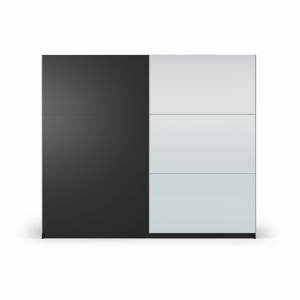 Čierna šatníková skriňa so zrkadlom as posuvnými dverami 250x215 cm Lisburn - Cosmopolitan Design