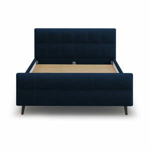 Tmavomodrá čalúnená dvojlôžková posteľ s roštom 180x200 cm Gigi - Micadoni Home