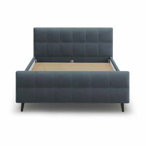 Modrosivá čalúnená dvojlôžková posteľ s roštom 180x200 cm Gigi - Micadoni Home