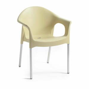 Béžová plastová záhradná stolička Lisa - Rojaplast