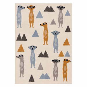 Antialergénny detský koberec 170x120 cm Funny Meerkat - Yellow Tipi