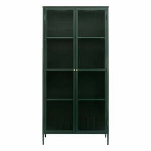 Tmavo zelená kovová vitrína 90x190 cm Bronco - Unique Furniture