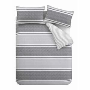 Sivé predĺžené obliečky na dvojlôžko 230x220 cm Banded Stripe - Catherine Lansfield