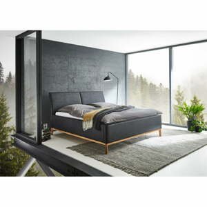 Tmavo šedá čalúnená dvojlôžková posteľ 180x200 cm Bergamo - Meise Möbel