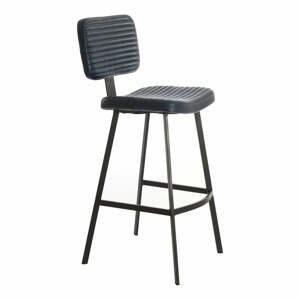 Tmavomodrá kožená barová stolička 103 cm Masana - Light & Living
