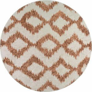 Biely/oranžový prateľný okrúhly koberec ø 80 cm - Vitaus