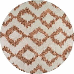 Biely/oranžový prateľný okrúhly koberec ø 120 cm - Vitaus