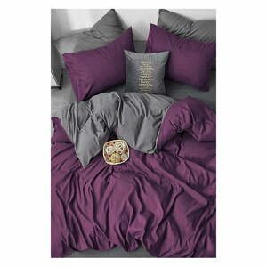 Tmavo fialovo-sivé bavlnené obliečky na jednolôžko/predĺžené s plachtou 160x220 cm - Mila Home