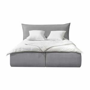 Svetlo šedá čalúnená dvojlôžková posteľ s úložným priestorom s roštom 180x200 cm Jade - Bobochic Paris