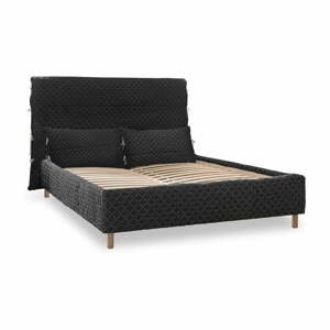 Čierna čalúnená dvojlôžková posteľ s roštom 140x200 cm Sleepy Luna - Miuform
