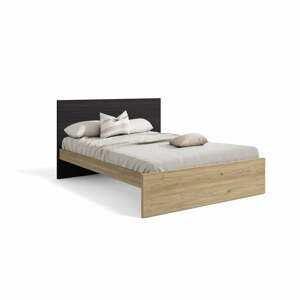 Čierna/prírodná dvojlôžková posteľ v dekore duba 160x200 cm Temis – Marckeric