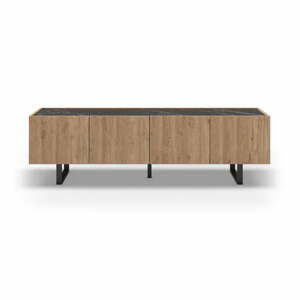 Čierny/prírodný TV stolík v dekore duba 180x52 cm Barna – Marckeric