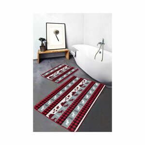 Červeno-sivé textilné kúpeľňové predložky v sade 2 ks 60x100 cm - Mila Home