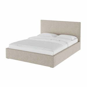 Béžová čalúnená dvojlôžková posteľ s úložným priestorom s roštom 140x200 cm Bufo Bed - MESONICA