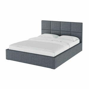Šedá čalúnená dvojlôžková posteľ s úložným priestorom s roštom 140x200 cm Bufo Bed - MESONICA