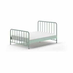 Zelená kovová jednolôžková posteľ s roštom 140x200 cm BRONXX – Vipack