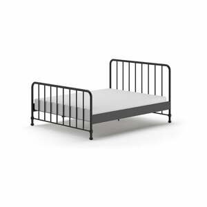 Čierna kovová jednolôžková posteľ s roštom 160x200 cm BRONXX – Vipack