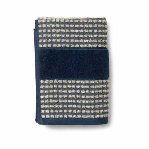 Tmavo modro-béžový uterák z bio bavlny 50x100 cm Check - JUNA