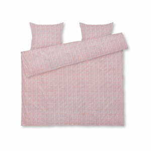 Svetlo modro-ružové predĺžené obliečky na dvojlôžko z bavlneného saténu 200x220 cm Pleasantly - JUNA