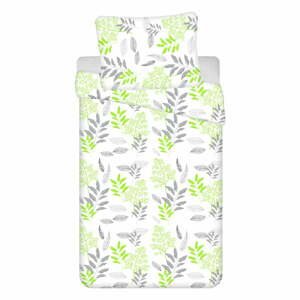 Bielo-zelené 4dielne bavlnené obliečky na jednolôžko 140x200 cm Listera - Jerry Fabrics