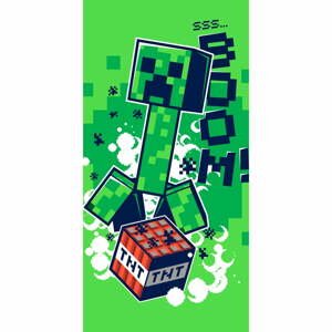 Zelená bavlnená detská osuška 70x140 cm Minecraft Boom - Jerry Fabrics