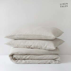 Bielobéžové predĺžené ľanové obliečky na dvojlôžko 200x220 cm – Linen Tales