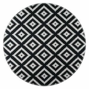 Čierno-biely umývateľný okrúhly koberec ø 80 cm – Vitaus