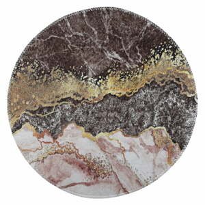 Hnedý/v zlatej farbe umývateľný okrúhly koberec ø 80 cm – Vitaus