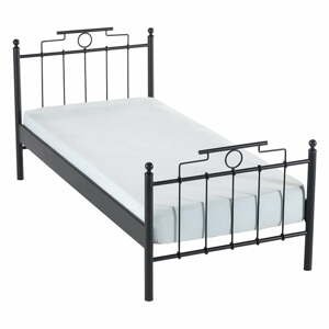 Čierna kovová jednolôžková posteľ s roštom 120x200 cm Hatkus – Kalune Design
