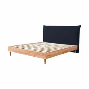 Tmavomodrá/v prírodnej farbe dvojlôžková posteľ s roštom 180x200 cm Charlie – Bobochic Paris