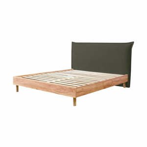 Tmavozelená/v prírodnej farbe dvojlôžková posteľ s roštom 180x200 cm Charlie – Bobochic Paris