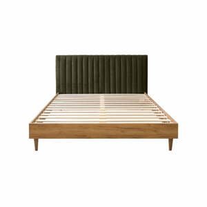 Tmavozelená/v prírodnej farbe dvojlôžková posteľ s roštom 180x200 cm Oceane – Bobochic Paris