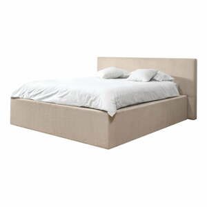 Béžová čalúnená dvojlôžková posteľ s úložným priestorom s roštom 160x200 cm Nihad – Bobochic Paris
