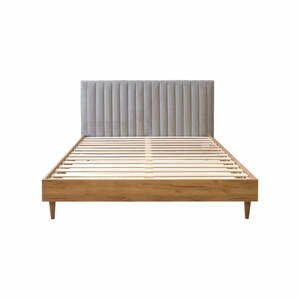 Svetlosivá/v prírodnej farbe dvojlôžková posteľ s roštom 160x200 cm Oceane – Bobochic Paris