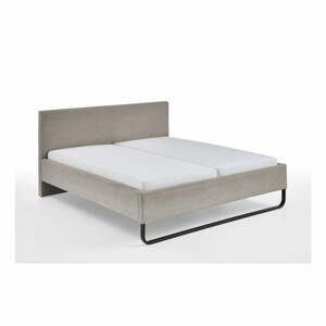 Sivá/hnedá čalúnená dvojlôžková posteľ 180x200 cm Swing – Meise Möbel