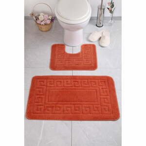 Oranžové WC kúpeľňové predložky v sade 2 ks Ethnic - Foutastic